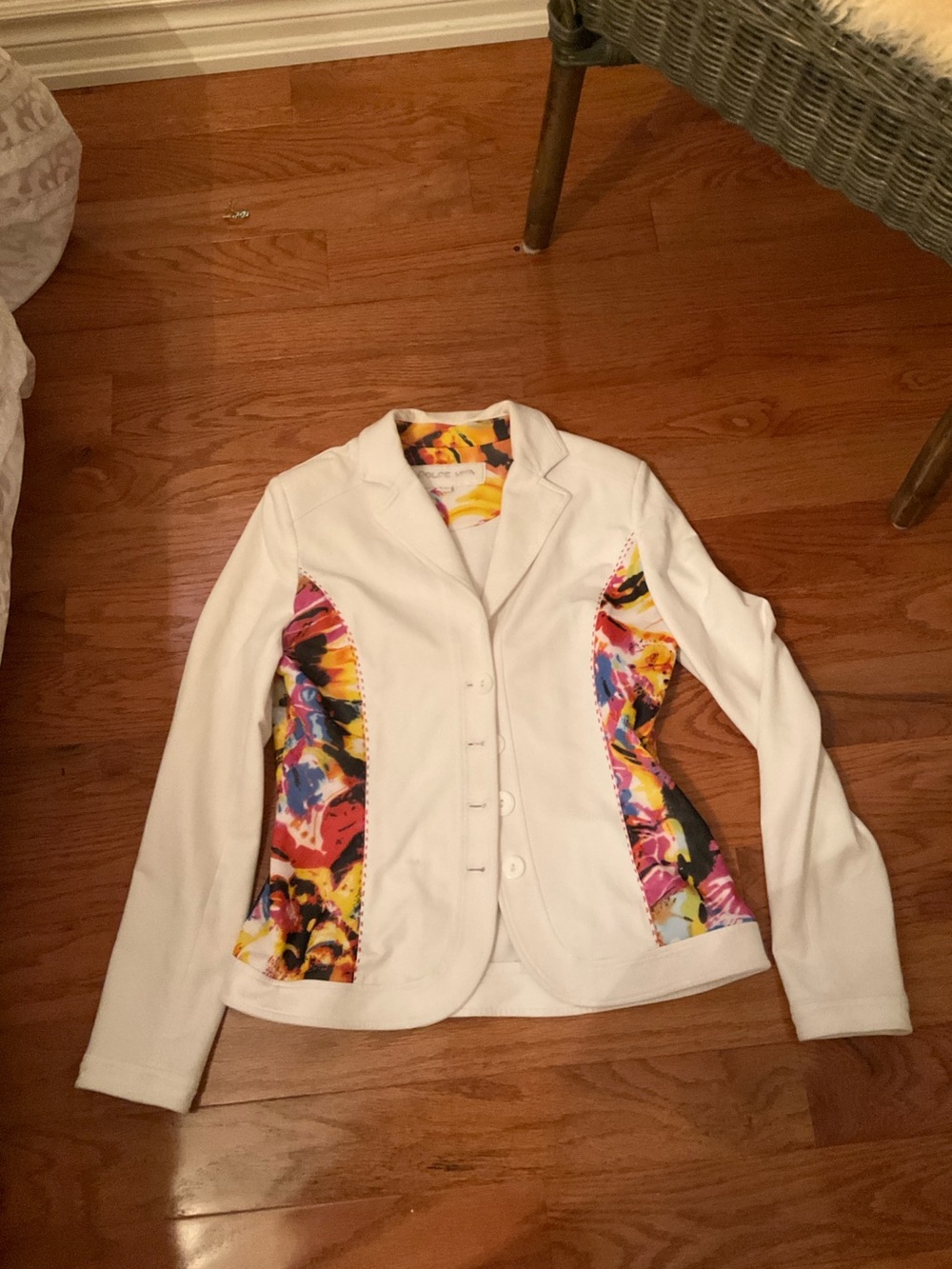 Dolce Vita White Blazer with Multicolor Abstract Side Panels